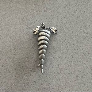 Vintage Pewter Carrot Brooch